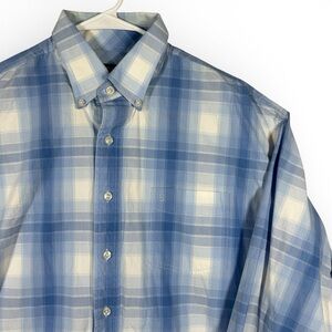 Stetson Shirt Mens Large Blue Plaid Western Button Front Long Sleeve Cowboy
